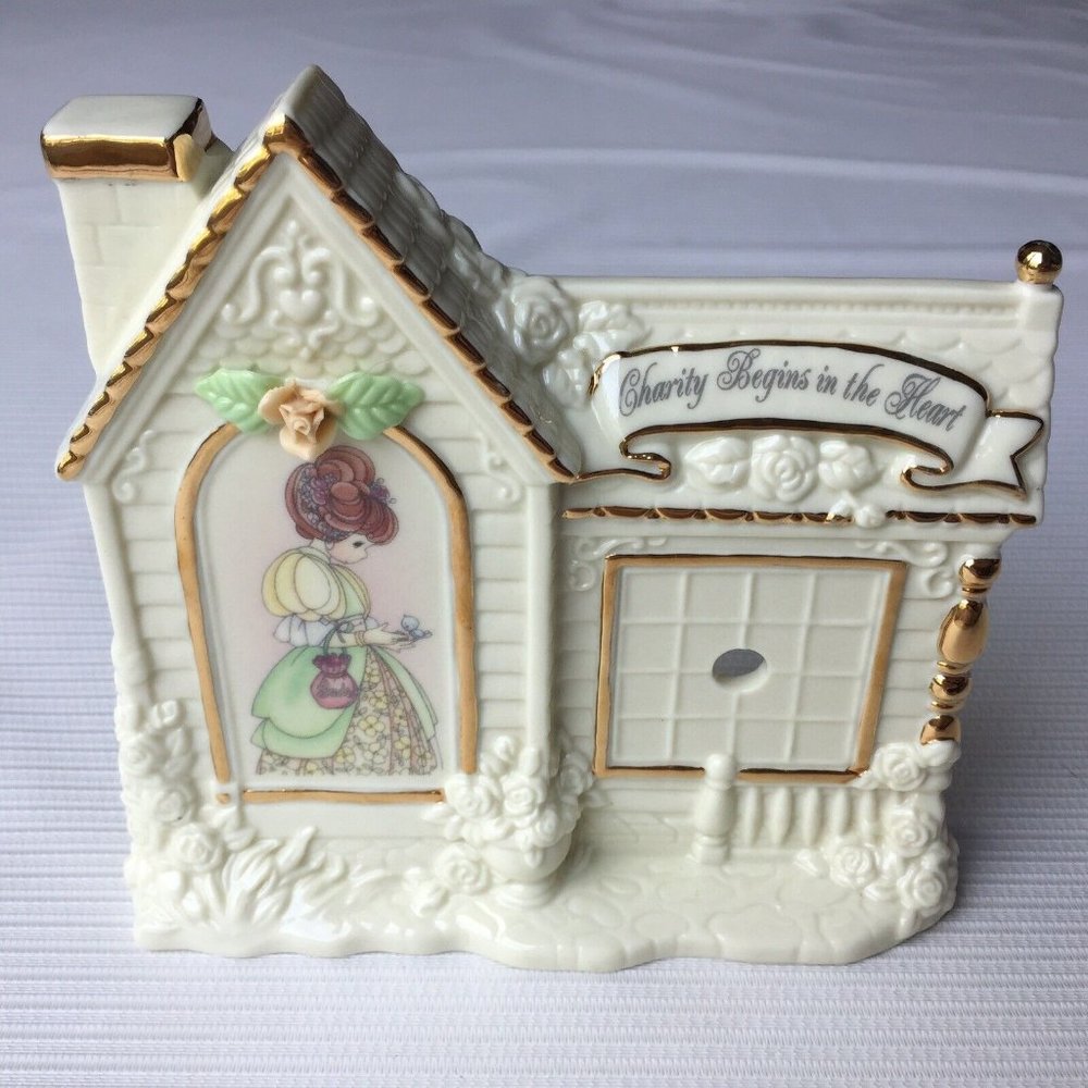 Enesco Precious Moments Figurine Victorian Lady 1997 Charity Begins In Heart